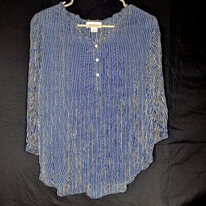 Blue striped casual blouse